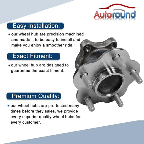 Rear Wheel Hub And Bearing Assembly With ABS For Nissan Altima 2002-2006, Maxima 2004-2008, And Quest 2004-2009, 5 Lug