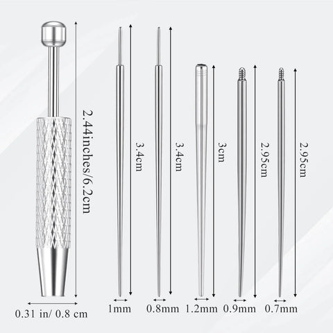 6 Piece Piercing Ball Grabber Kit Pro Grade Stainless Steel Piercing Tools For Easy Jewelry Changes Ear Nose Lip Includes Gripper 5 Needles Threaded Insertion Pin Flat Back Earring Applicator And Curved Body Piercing Kit