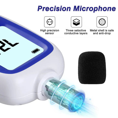 Portable SPL Meter With Digital Noise Level Gauge 30 To 130 dB A Range For Pro Grade Sound Pressure Measurements In Music Recording Studios Offices Home Industrial Noise Monitoring And More, precision microphone