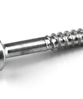 Close-up of Zinc Pocket Hole Screw for Woodworking And Cabinetry Workhorse 1 Inch Fine Thread Pan Head, optimized for hardwood, single screw