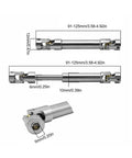 Diagram of Beefy Stainless Steel RC Drive Shaft M4 2 Pack for 1/10 Scale Crawlers with Six Tooth Spline, Brass Ball End, 91mm