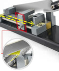 Close-up of Open Slot Wire Duct Cutter Tool for PVC Ducts with 45 and 90 Degree Angled Cuts Burr Free, metal construction details