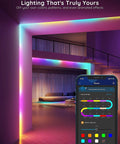 Govee RGBIC LED strip lights, 16.4 ft, color-changing, app-controlled smart lighting for living room.