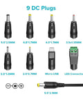 Universal AC DC Power Adapter 12W with 8 tips 5.5x2.1mm and 5.5x2.5mm micro USB output for routers, speakers, CCTV, LED lights