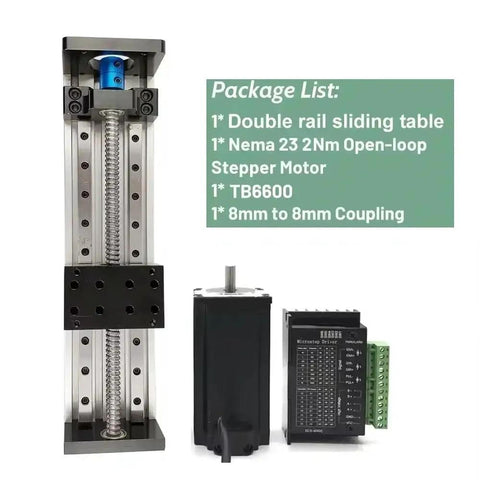 Heavy Duty Sfu1605 Linear Guide And Ball Screw Kit For Cnc Routers And 3D Printers With Quiet Stepper Motor Mount, double rail and Nema 23 motor