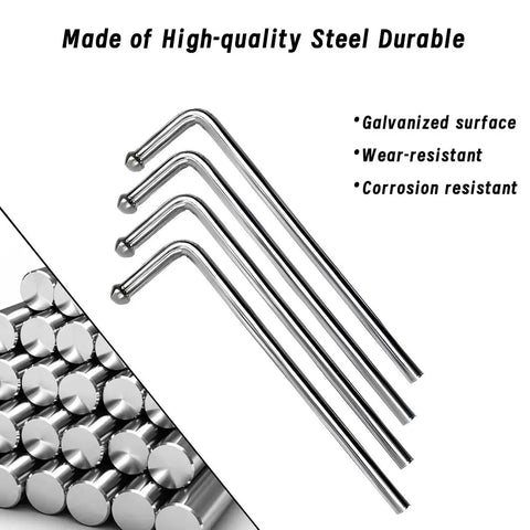 Four Pack Universal Swinging 10 Inch Stainless Steel Exhaust Hangers Weld On 0.47 Inch Rod Heavy Duty Corrosion Resistant Easy Weld Replacement For Custom Exhaust Systems, showing galvanized surface and rod tips