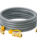 Natural gas grill hose, 15 ft, 3/8 in ID, quick-connect brass fittings for grills, ovens, heaters.