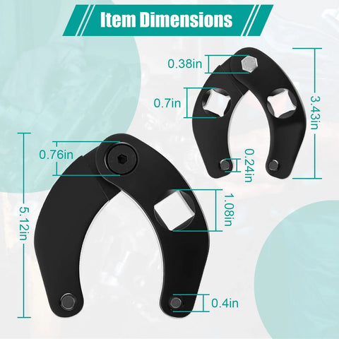 Dimensions of Adjustable Gland Nut Wrench For Hydraulic Cylinders with replaceable pin design, fits 1266 and 7463