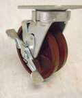 Heavy Duty 6 X 2 Inch Swivel Caster Set With Brake and Rigid Duo featuring ductile steel wheels and robust design for carts.