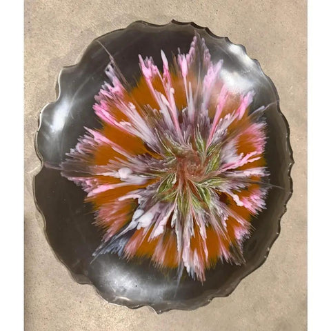 Floral Resin Lazy Susan 13-Inch Handcrafted Rotating Serving Tray For Kitchen And Dining, Modern Decor For Vanity And Bath