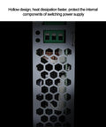 Industrial Power Supply NDR 120 24V 5A 120W Rail Mount Ready, AC Input 100 240V, Built For Heavy Duty Industrial Use and Stable Output That Keeps Your Rigs Running Smooth. Honeycomb metal case with ventilation holes and terminal block.