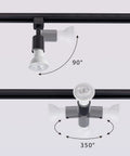 J Type Track Lighting Heads To E26 Medium Screw Base Adapters, Direction Adjustable, Slick Black Finish, Pack Of 12