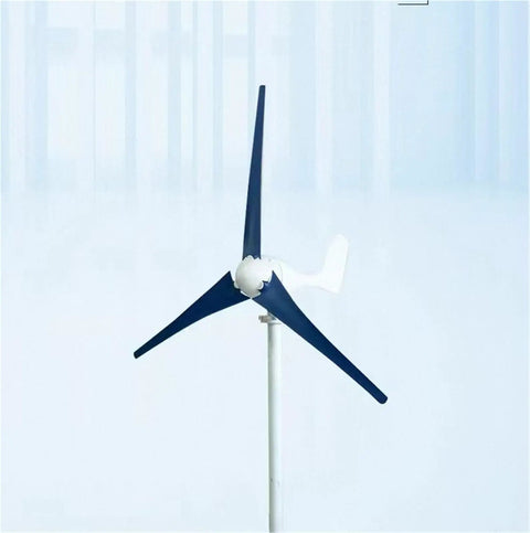 Blue and white 3-blade Beefy 300W Wind Turbine Generator For Off Grid Wind Solar Hybrid Power Systems, 12V/24V Marine Grade