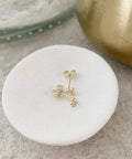 Petite Trinity Ball Stud Earrings In 18K Gold Plated Minimalist Delicate Jewelry With A Tiny Three Ball Cluster For Everyday Wear And Effortless Subtle Shine For Casual Cool Everyday Vibe, 4x4mm