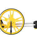 Rock Solid Mechanical Measuring Wheel with yellow 318mm rolling drum and telescopic handle, ideal for precise distance tracking.