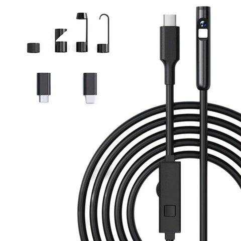 7.9mm Industrial Borescope With LED Lights For Dark Areas Leak Detection And HVAC Duct Inspection Tool coiled cable and connectors