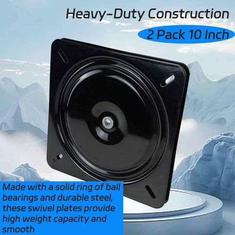 2 Pack 10 Inch Heavy Duty Bar Stool Swivel Plate Replacement With 360 Degree Ball Bearing Turntable Base, black finish