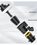 Kickass Turbo Cyclone Dust Collector With 2 Inch 50mm Separator And Dual Replaceable Filter Cartridges disassembled parts showing filter element and interface.