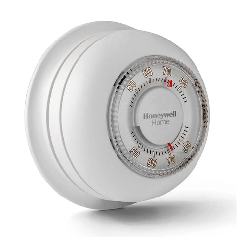 Round Heat Only Manual Thermostat Large White Easy Install Mercury Free Precise Temperature Control Plus Minus One Degree F Classic Wall Mounted Thermostat With Decorative Cover Ring