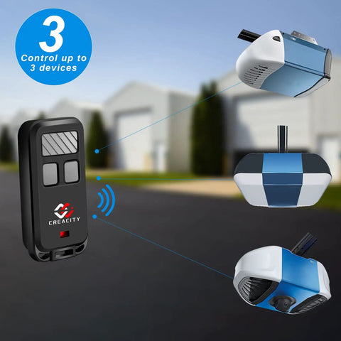 Your Go To Multi Color 3 Button Garage Door Opener Remote With Key Chain Replacement For 890MAX controlling three devices