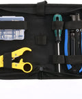 Coax Cable Crimping Tool Kit For RG6 RG59 RG11 With Adjustable Wire Stripper And Quick Release Blade Includes F Male And Female To Female Connectors Handy Screwdriver No Sweat DIY Cable TV Internet Install in carrying case