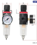 1/4 Inch NPT AFR2000 air compressor filter regulator combo with water oil separator, pressure gauge, manual drain, and brass element