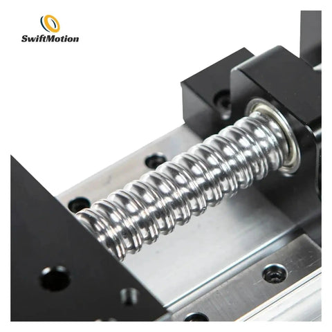 Close-up of ball screw in Beefy Pro Grade Double Linear Rail Ball Screw CNC Slide Kit With 300mm Stroke for woodworking gantry.