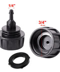 Drip Irrigation Hose Connectors One Quarter Inch To Three Quarters Inch Garden Faucet Adapter Swivel Female Thread To Barbed Connector For Converting Garden Hose To One Quarter Inch Drip Tubing Ideal For Irrigation Kits Three Pack, showing barbed connector and thread adapter.