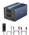 Ultimate 4 Bay Hybrid Raid Enclosure For 3.5 And 2.5 Inch Sata Drives Plus Dual Nvme Ssd Bays USB4 Thunderbolt 5 ready desktop dock with cables.