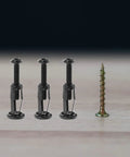 Expansion Screw Nuts Kit With Petal Expansion Mechanism For Metal And Hollow Wall, Carbon Steel Jack Nuts For Quick Install, Heavy Duty Fastening And Secure, Stable Connections For Construction Projects. 4 black jack nuts and one screw