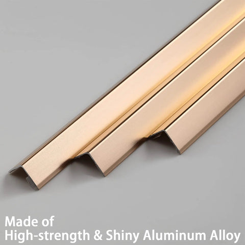 Sharp Matte Gold Peel And Stick Corner Guards Shield Walls And Drywall Hassle Free Heavy Duty Aluminum L Trim close-up showing shiny finish.