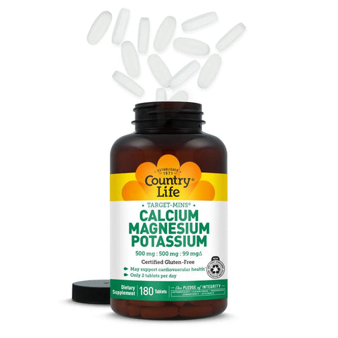 Calcium Magnesium Potassium Bone And Heart Health Supplement For Real Support With 1000 Mg Calcium And 500 Mg Magnesium, 180 Tablets