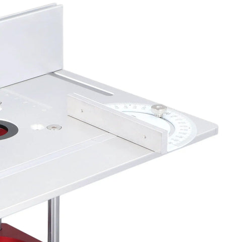 Top Drawer Router Table Kit With Snappy 0 To 54 Millimeter Lift System And Bulletproof Alloy Insert Plate for precise angle adjustments.