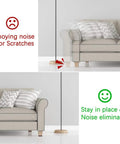 Diagram showing a couch with and without Grippy Non Slip Furniture Pads 12 Pack 4 Inch Self Adhesive Rubber Feet, highlighting scratch prevention.