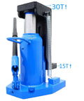 Shop Floor Beast Hydraulic Toe Jack Lift 15 Ton 30 Ton Heavy Duty Capacity Built Tough Alloy Steel Frame side view with swivel handle