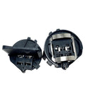 Headlight Socket Adapter With Wiring Harness For VW Golf Eos Passat Tiguan Alltrack R GTI 2010 2017, two black adapters side view
