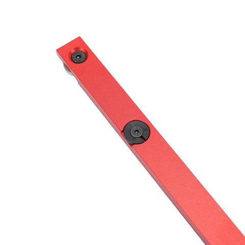 Micro Adjustable Flip Stop Miter Gauge Table Saw Band Saw Router Table with Extendable Fence showing red aluminum flip stop detail.
