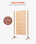 Wooden Privacy Screen For Outdoors 36 Inch Wide 73 Inch Tall Freestanding Panel With Stand, highlighting easy installation