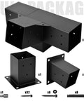 Beefed-Up Pergola Bracket Set For 4x4 Posts, 15 Degree Slanted Roof Wall Mount Extension Kit, Raised Wood Shelving Brackets