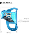 Upgraded Chest Ascender For Climbing With Stainless Teeth CE Certified 100 Kilograms Rappelling Gear, side view, blue color.
