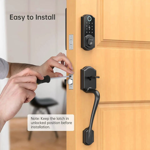 Premium Smart Front Door Lock With Hella Secure Fingerprint Deadbolt Sleek Wireless Keyless Entry Set Easy Bluetooth Keypad And Auto Lock That Plays Nice With Alexa For Zero Hassle Daily Home Access Matte Black