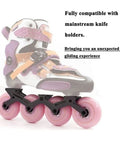 Inline Skates Replacement Wheels Pack 4 Or 8 72mm 76mm 80mm 86A Hardness visible on a pink and black skate