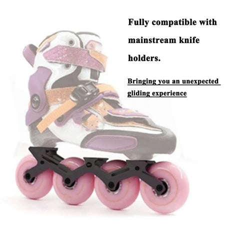 Inline Skates Replacement Wheels Pack 4 Or 8 72mm 76mm 80mm 86A Hardness visible on a pink and black skate
