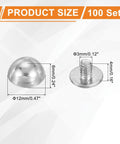 Straight Up Top Shelf 1/2 Dome Spike Studs With Screw Back For Leather Jacket Craft Bag Making Heavy Duty Metal Rivets, 12mm wide.