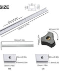 Aluminum T-Track Rail Set 400mm With M6 M8 Sliders And Handles, T-Slot Track System measurements and components.