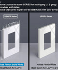 10 Pack Screwless Decorator Wall Plates For Receptacle And Switch, Gloss Snow White 1 Gang Faceplates, size and dimensions displayed