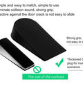 Flexible Durable Door Stopper For Bottom Of Door Black Large Anti Slip Skid Resistant Wearproof Floor Protection Quiet Collision Free Security Stop For Home Office And Hallways shown in two sizes with grip detail.