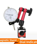 Lever Dial Indicator Magnetic Holder With Probes, Indicator Stand, Magnetic Base, And Micrometer Dial Gauge For Precision Measuring Gear, 0.8mm Tip Stand B, Ideal For Watch Tools And Comparators. Magnetic dial indicator with 0.01mm gauge and red arm