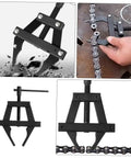 Heavy Duty Motorcycle Chain Tensioner Tool Multi Purpose Foolproof Chain Adjuster And Rugged Sprocket Cutter for Bike Repair shown in use.