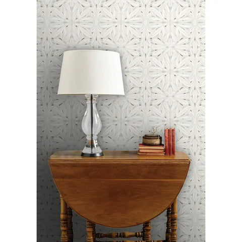 Workhorse Symmetrical Wallpaper With Pvc Free Type Ii Rating And Matte Texture Boasting Sturdy Linen Vibes For Busy Kitchens Bathrooms And Commercial Spaces Using Paste To Paper Installation For Pro Level Daily Results with lamp and wooden table.